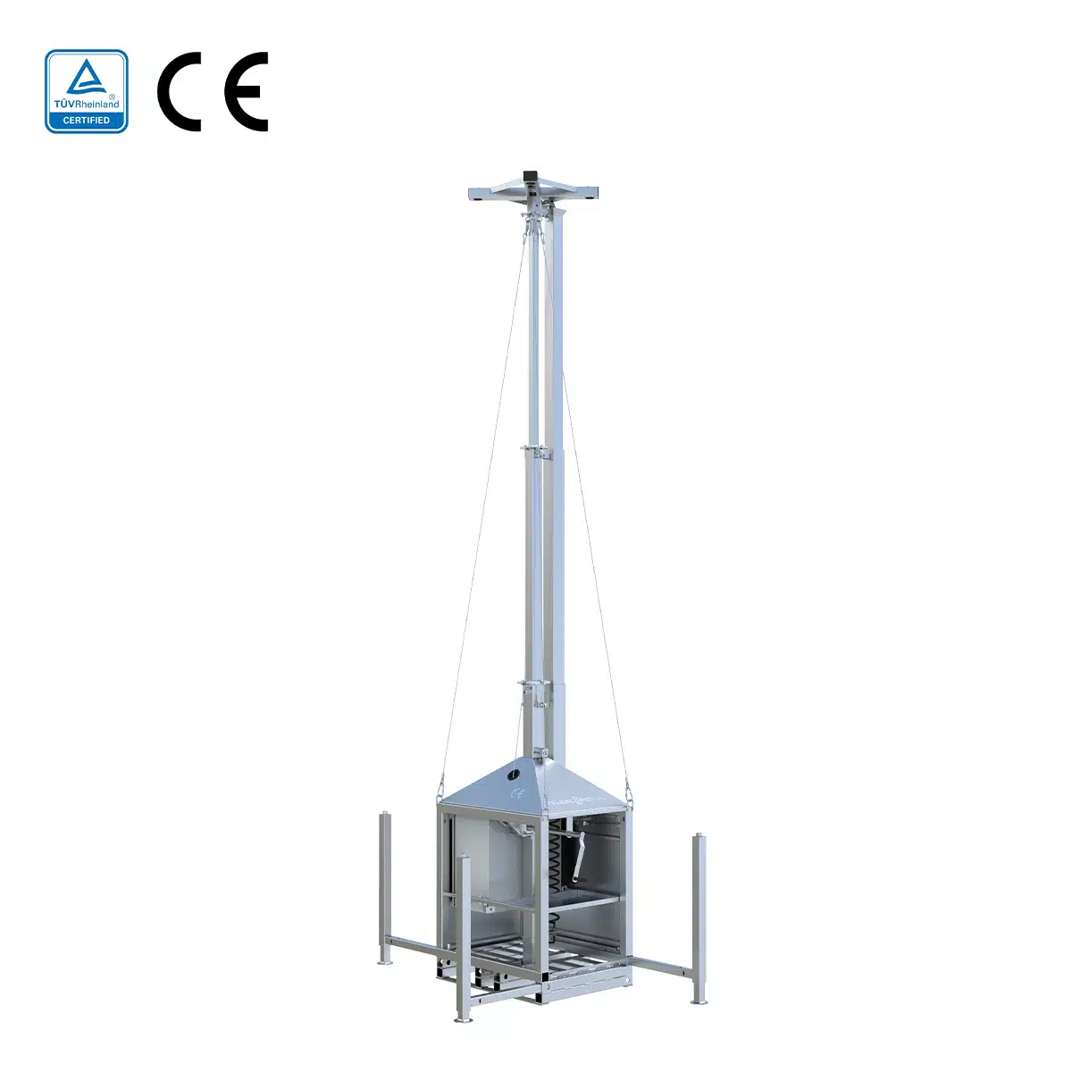 Mobiele bewakingsmast Compact met uitgeschoven mast, zijaanzicht