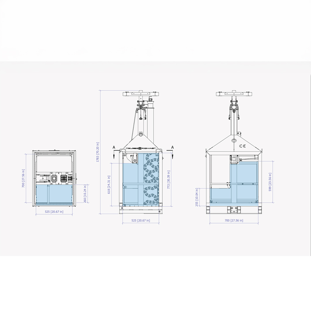 Interieurmaten Cameramast Compact (MSB-Compact)